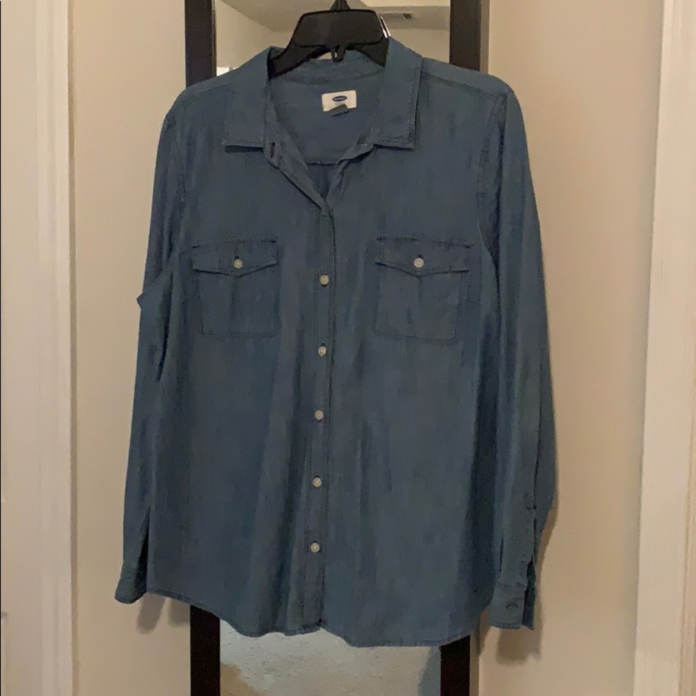 Blue Long Sleeve Chambray Shirt